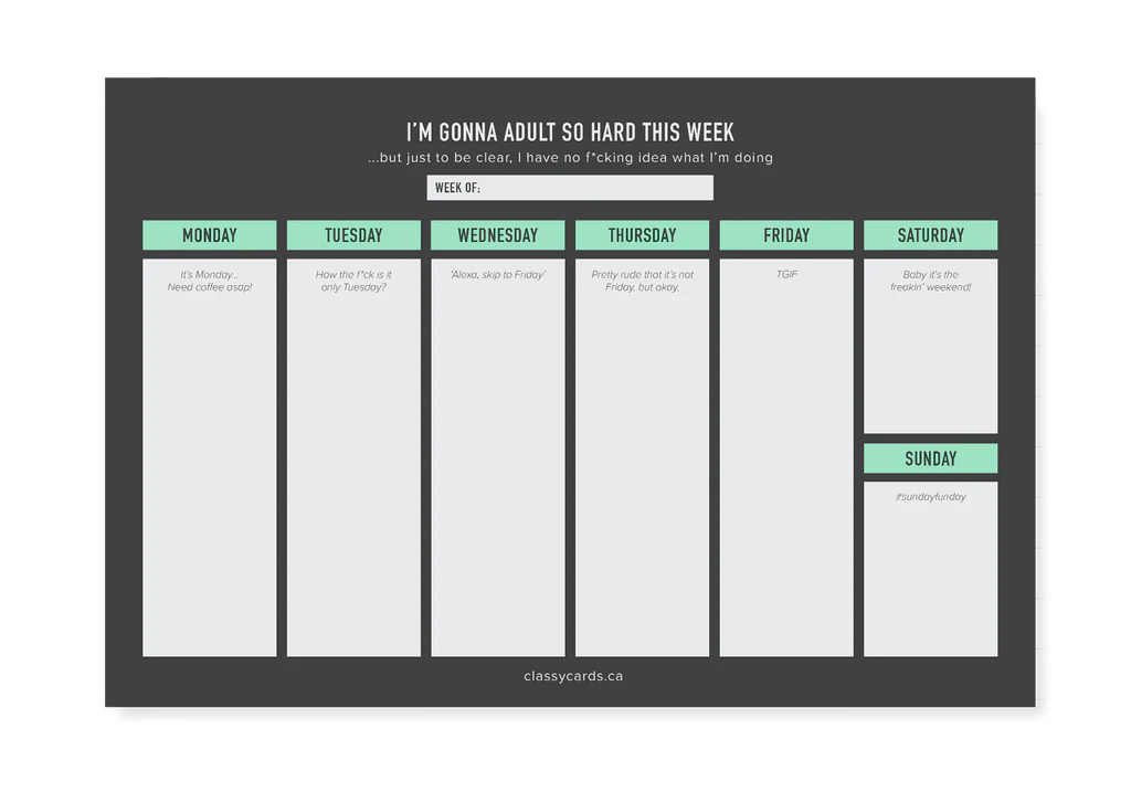Adulting Weekly Planner