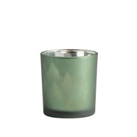 Evergreen Forest Frosted Mirror 3x3" Glass Hurricane Vase