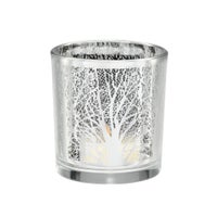 Grove Silhouette Silver Mirror 3x3" Glass Hurricane Vase