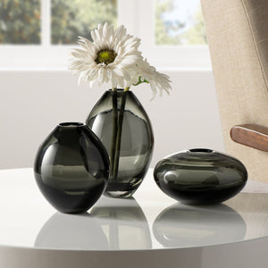 Lustre Assorted 3 Piece  Smoke Glass Vase Set