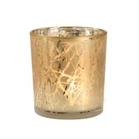 Branch Silhouette Etched Gold Mirror 3 x 3" Hurricane Vase