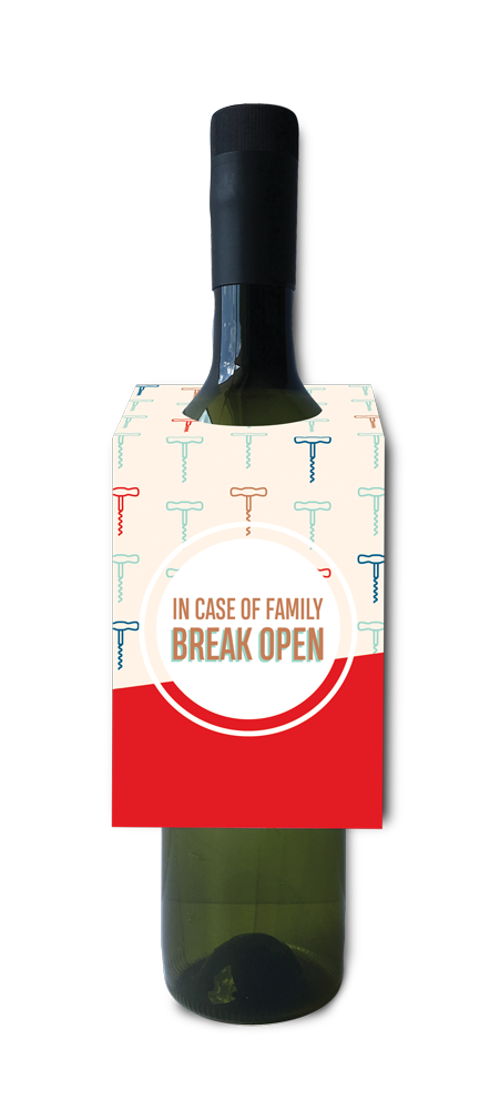 In Case of Family Break Open - Wine Tag